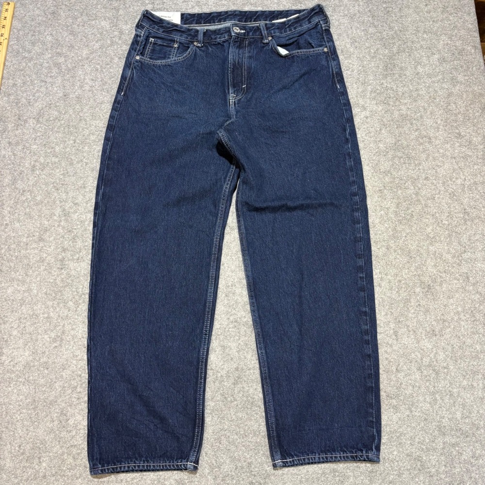 HM Loose Fit Jeans Mens 36x32 Dark Wash Indigo Denim Straight Leg 0507
